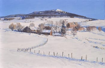 Snowy Farms at the Foot of Mount Alambre par Anne Baudequin