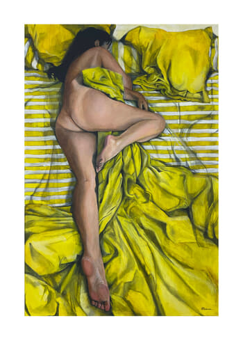 LA FILLE DANS LES DRAPS JAUNES - Tirage d'art série limitée von Alain Rouschmeyer