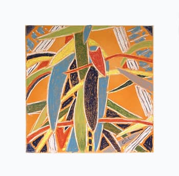 Feuilles, fond orange by Bernard Marie Collet