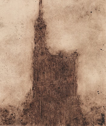 Cathédrale de Strasbourg, gravure unique by Wayne Sleeth