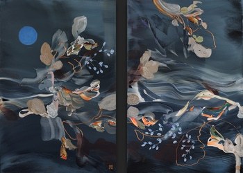 Dreaming in Cerulean Diptych by Novi Lim