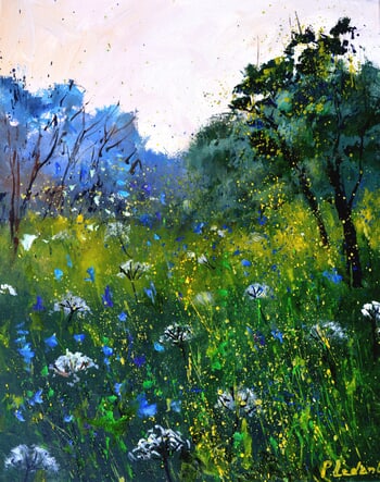 White and blue wild flowers  von Pol Ledent