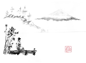 geisha sur le ponton by Péchane