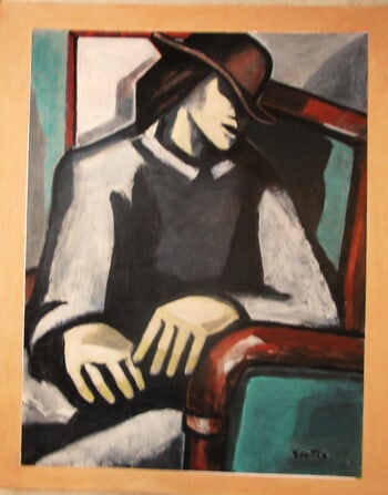 Modèle au chapeau assis by Michel de Gouttes