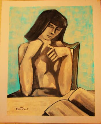 Jeune Fille assise lisant. par Michel de Gouttes