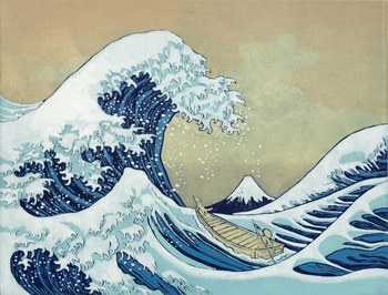 Hokusai's dog - The Great Wave by Mychael Barratt