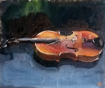Knackered violin by Rosemary Burn
