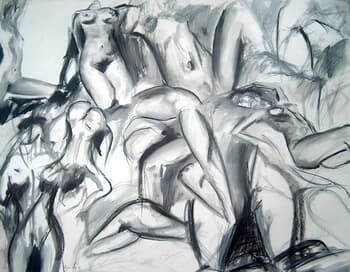 Erotisme de plomb 50x65cm - Mine plomb et térébenthine sur papier von Thibault Lepeudry