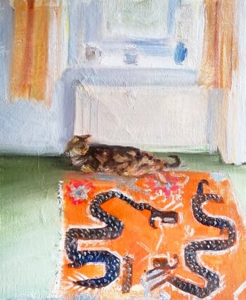 Cat on a Chinese mat par Rosemary Burn