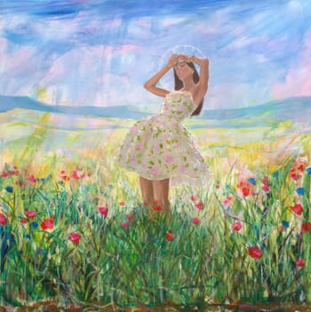 Flore débutant une danse lascive pour charmer Zéphyr à leur rendez-vous de printemps. par François Pagé