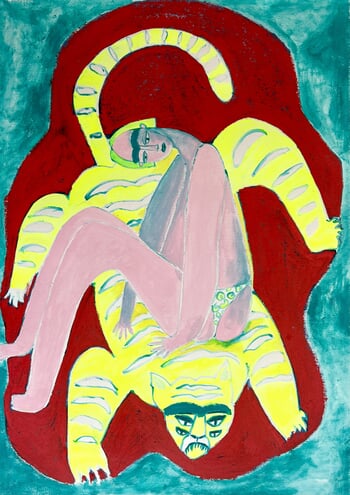 Swimming with tiger by Katharina Obermaier