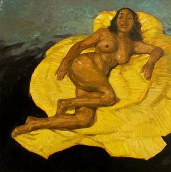 Featured in "Imperfect Women": nude black woman on yellow green black by Olivier Payeur