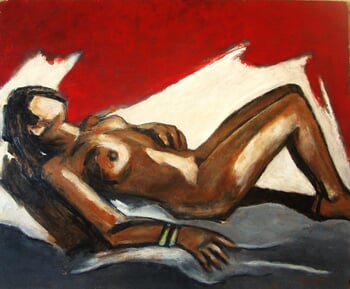 Modèle allongé au bracelet by Michel de Gouttes