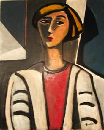 Femme Blonde au tricot rayé by Michel de Gouttes