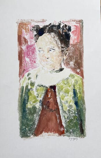 Monotype au gilet vert par Géraldine Morales