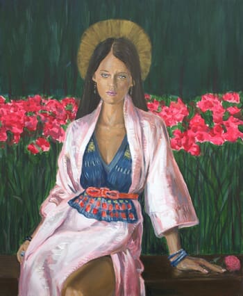  l'instant où Eve-Kim prenant la pose à l'atelier me dit : Vous savez François, je ne suis pas tout à fait une sainte ! by François Pagé