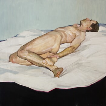 Nude laying man on green white black par Olivier Payeur