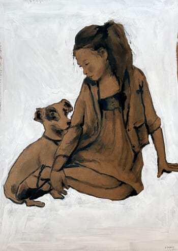 jeune fille au chien par Géraldine Morales