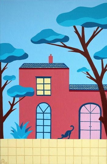 A Couple of Houses and Cats №1 by Apollinaria Manko