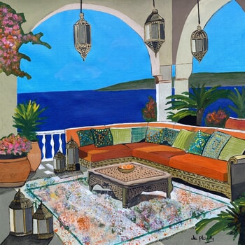 Terrasse Ottomane sur la mer orange von Anne Du Planty