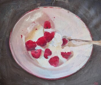 Yogurt and raspberries by Rosemary Burn