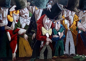 Conspirators and a lady in red von Ta Byrne