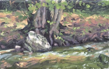 Rock at the River's edge von Anne Baudequin