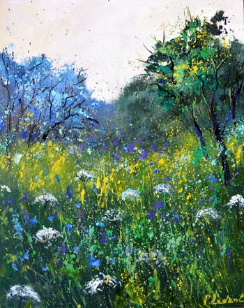 White and blue wild flowers  von Pol Ledent