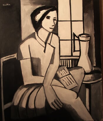 Jeune Fille lisant en gris. par Michel de Gouttes