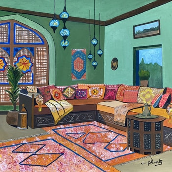 Intérieur Ottoman vert  von Anne Du Planty