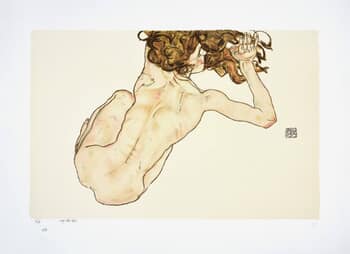 The woman with red hair, 1917 (Kauernder Rückenakt / Crouching Nude, Back View) par Egon Schiele