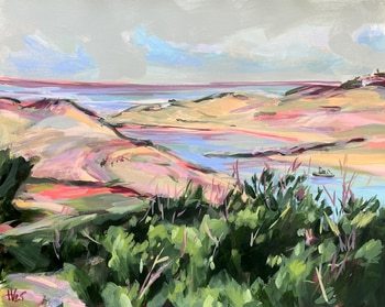 Vue vers l’océan depuis les dunes, Contis par Hélène Vac