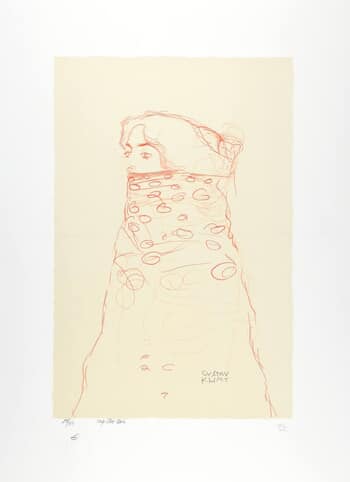 La femme à l'écharpe, 1910 (Woman with Scarf  / Dame im Dreiviertelprofil nach links, den Mund und einen Teil der Frisur durch Umhang verdeckt) par Gustav Klimt
