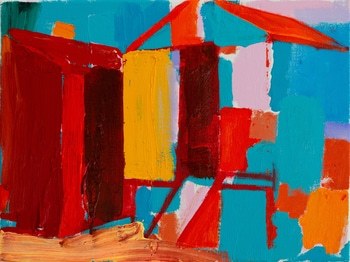 Beach Huts (Red Door) von Ashley Hanson