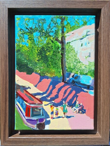 Boats on the Thames -3- with frame von Valérie LE MEUR