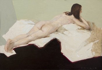 portrait of a nude woman on green white and black by Olivier Payeur