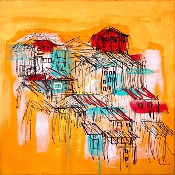 Le village orange by Anne Iris