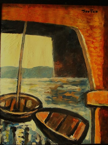 Barques sous le Pont par Michel de Gouttes