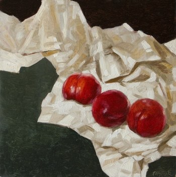 peaches on drapery par Olivier Payeur