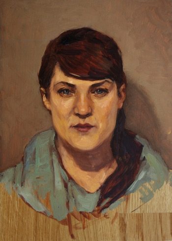 portrait of a woman on real wood plank by Olivier Payeur