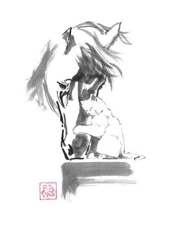 horse and cat by Péchane
