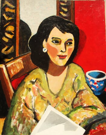 Jeune-fille assise à la glace Venitienne. von Michel de Gouttes