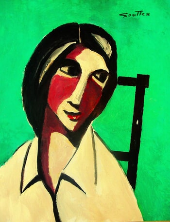 Portrait à la petite chaise noire. von Michel de Gouttes