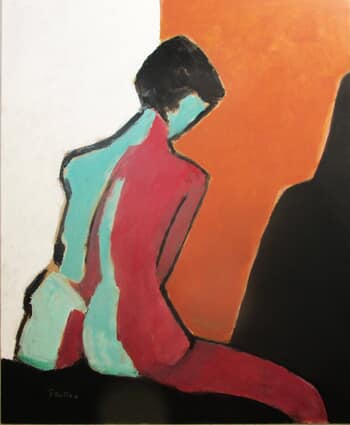 Nu de dos aux reflets rouges by Michel de Gouttes