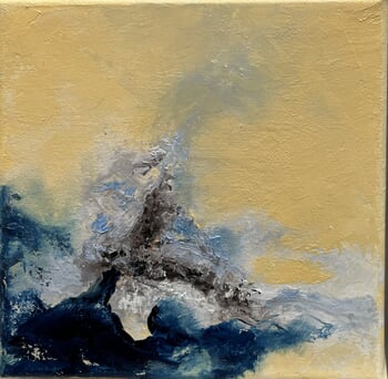 Vague bleue sur fond jaune 1 by Isabelle Mispelon