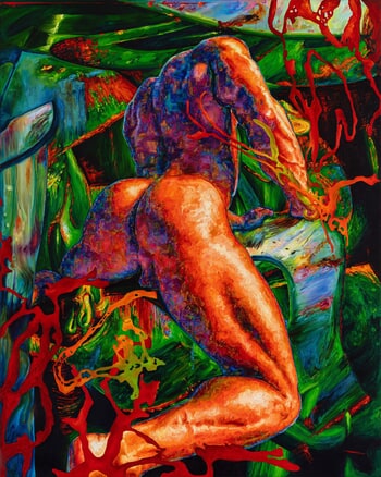 Nude on a Green Background von Oleksandr Balbyshev