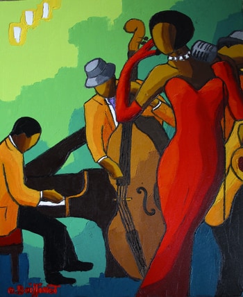 Jazz quartet vert rouge von Olivier Boissinot