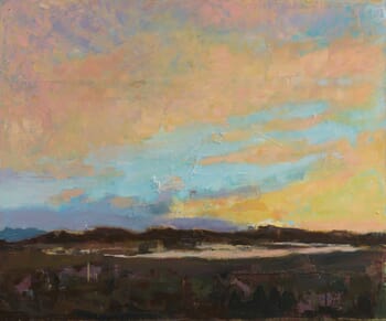 SUNSET ON THE VANISHING LAKE by John Heywood-Waddington