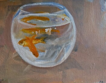 Goldfish in a bowl by Rosemary Burn