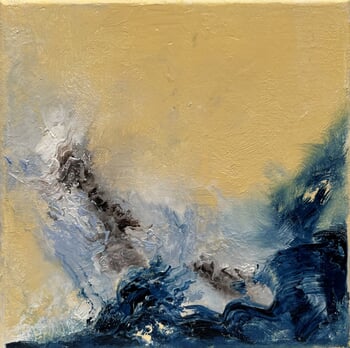 Vague bleue sur fond jaune 2 by Isabelle Mispelon